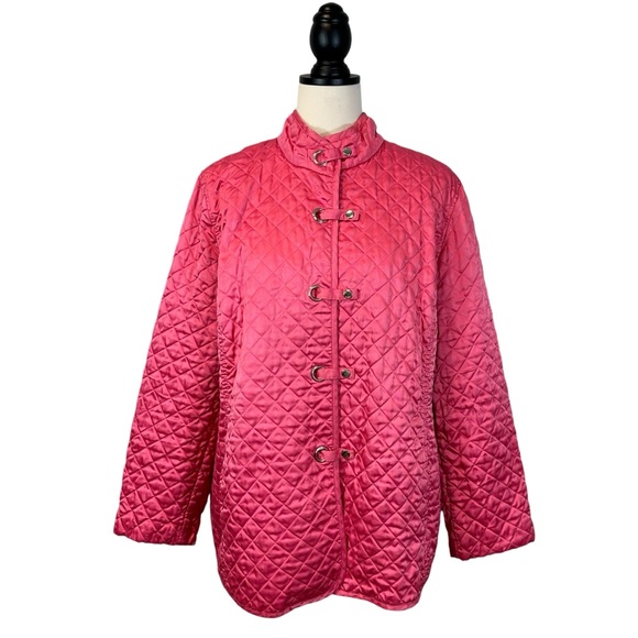 Jones New York Pink Quilted Jacket Zip Front Closure w/ Pockets, Size 1X - Picture 2 of 13